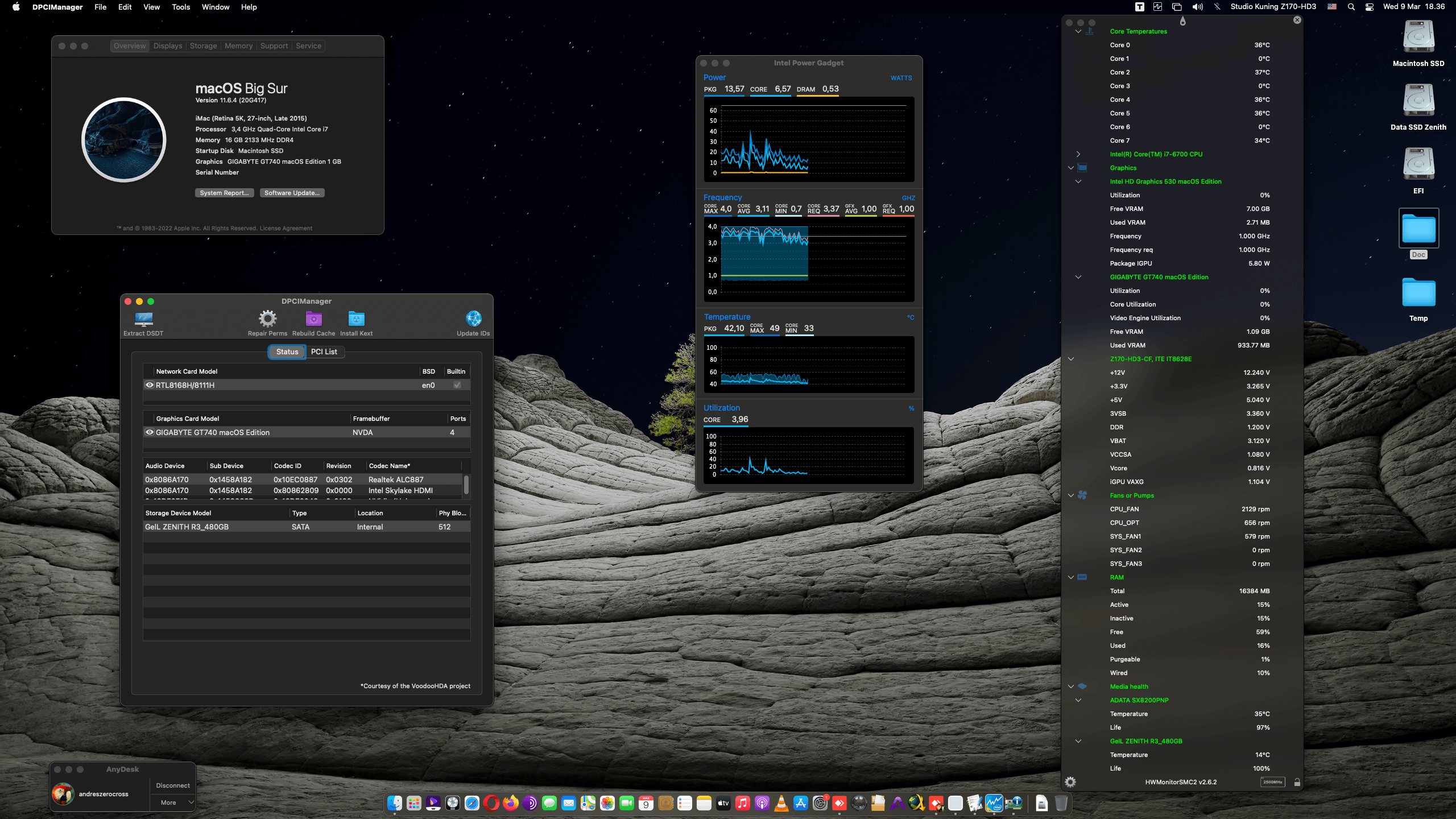 Success Hackintosh macOS Big Sur 11.6.4 Build 20G417 in Gigabyte GA-Z170-HD3 + Intel Core i7 6700 + Gigabyte GT740